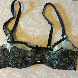 Agent Provocateur Mint & Black lace bra 36D